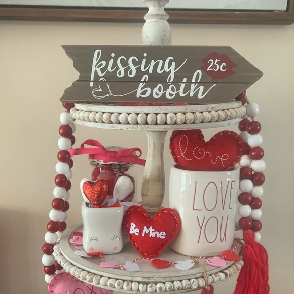 Rae Dunn Valentine’s Day inspired tier tray set with rae dunn mugs - Picture 2 of 3